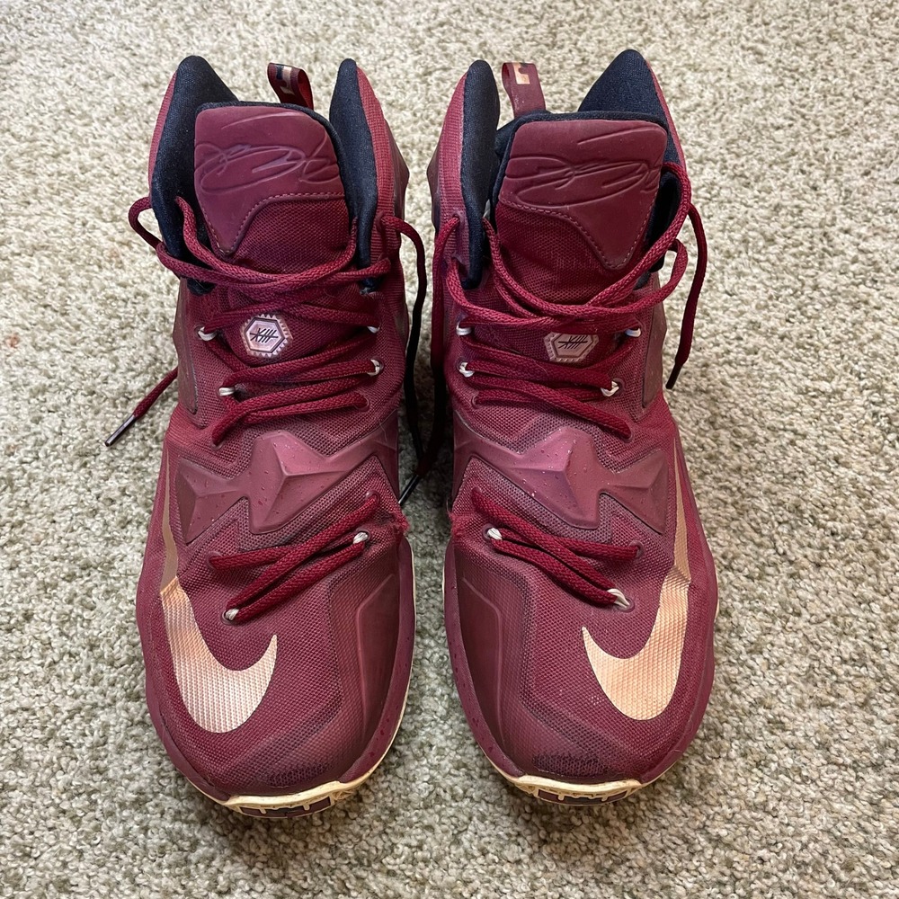 Nike LeBron 13 Limited Akronite Burgundy Bronze Basketball Shoes Mens 11 Sport